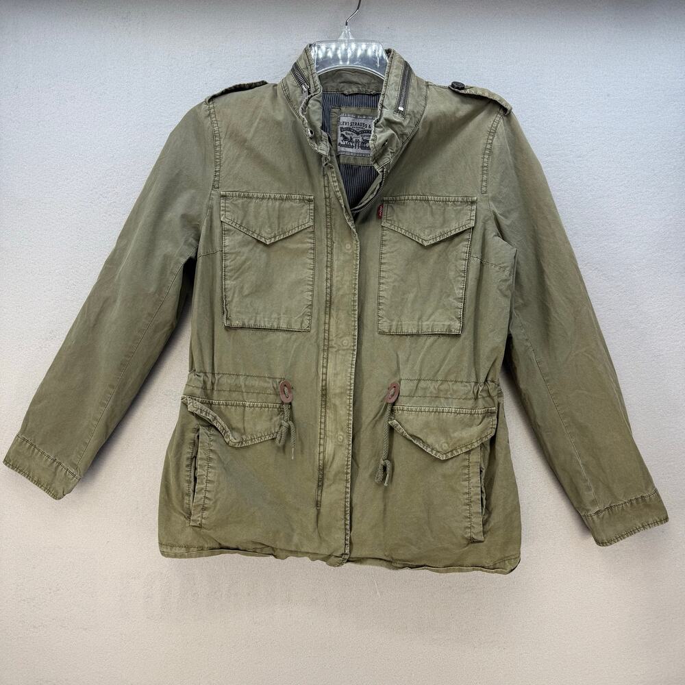 Levi Strauss & Co Jacket Women's M Olive Green Lightweight Stand Collar Military